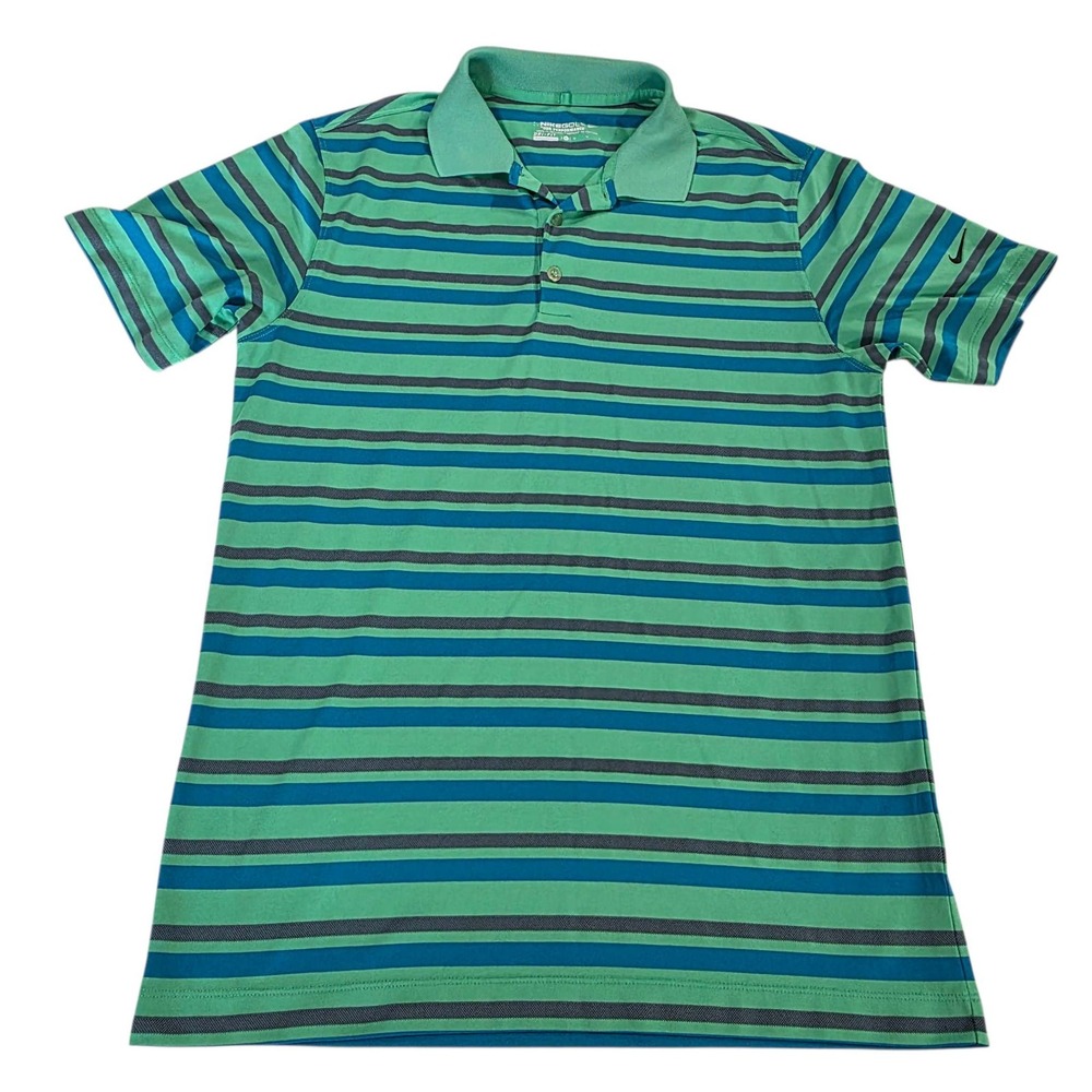 Nike Golf Dri-Fit Tour Performance‎ Men Polo Shirt Green Purple Stripe Size M